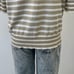St. John Striped Short Sleeve Cardigan Sweater White/Tan Wool Blend | Size L