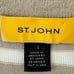 St. John Striped Short Sleeve Cardigan Sweater White/Tan Wool Blend | Size L