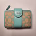 NWT Coach CT922 Medium Corner Zip Wallet Signature Jacquard Leather Faded Blue