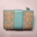 NWT Coach CT922 Medium Corner Zip Wallet Signature Jacquard Leather Faded Blue