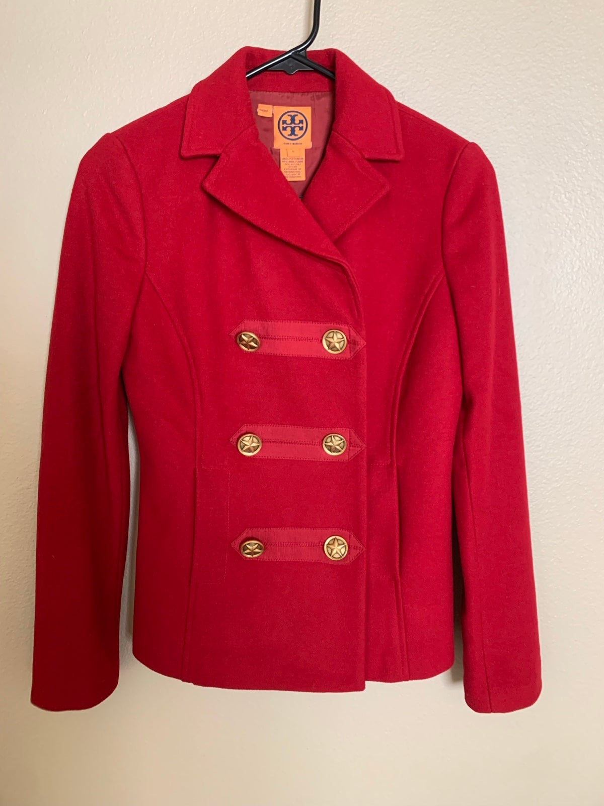 Tory Burch Women’s Peacoat - Red. Size 0. Good used Condition.