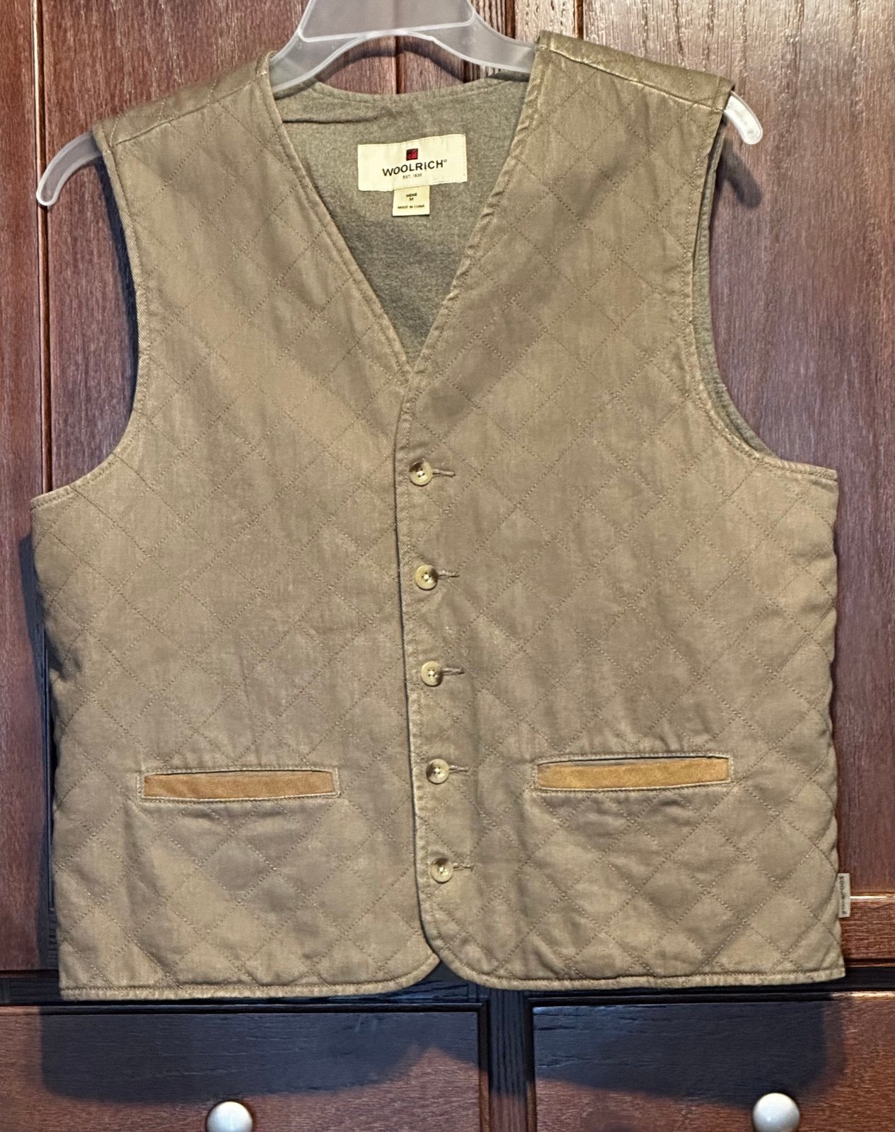 Woolrich Mens Vintage Grey Graphite Brown Lined Vest Size Medium
