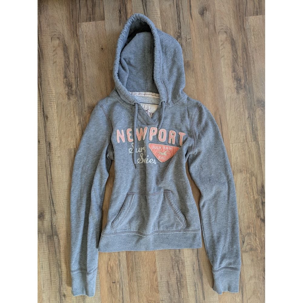 Vintage Hollister Hoodie Women's M Newport Spellout Preppy Sweatshirt Waffle