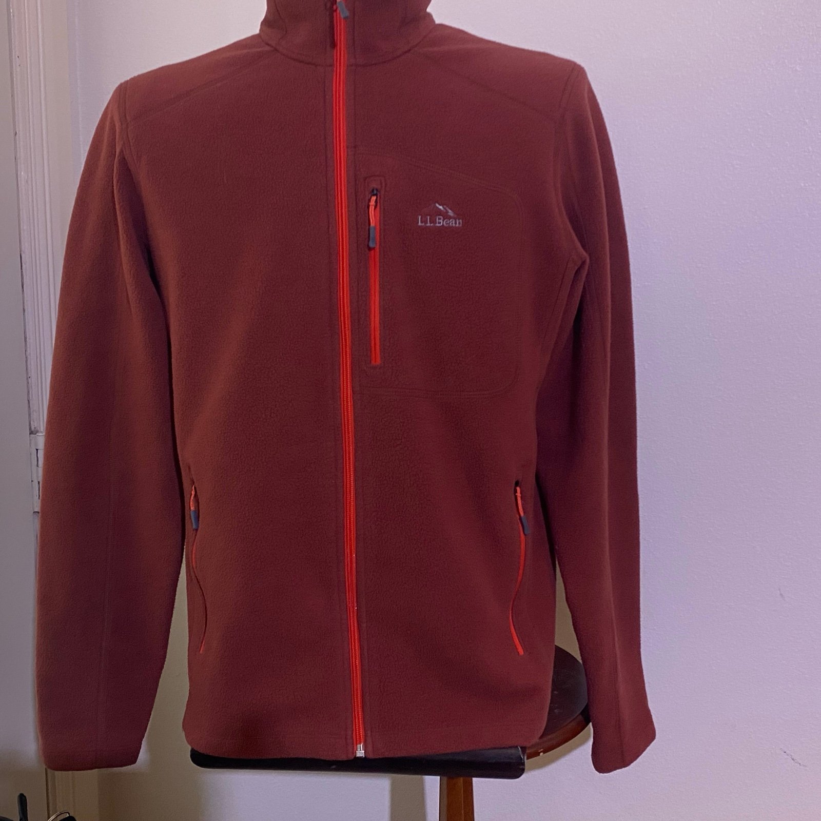 LL Bean Trail Fleece Mens Size Medium Regular Full Zip Jacket Brown Rust