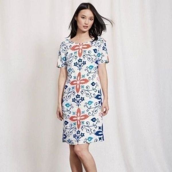 Boden 100% Linen Floral Dress US 8 L