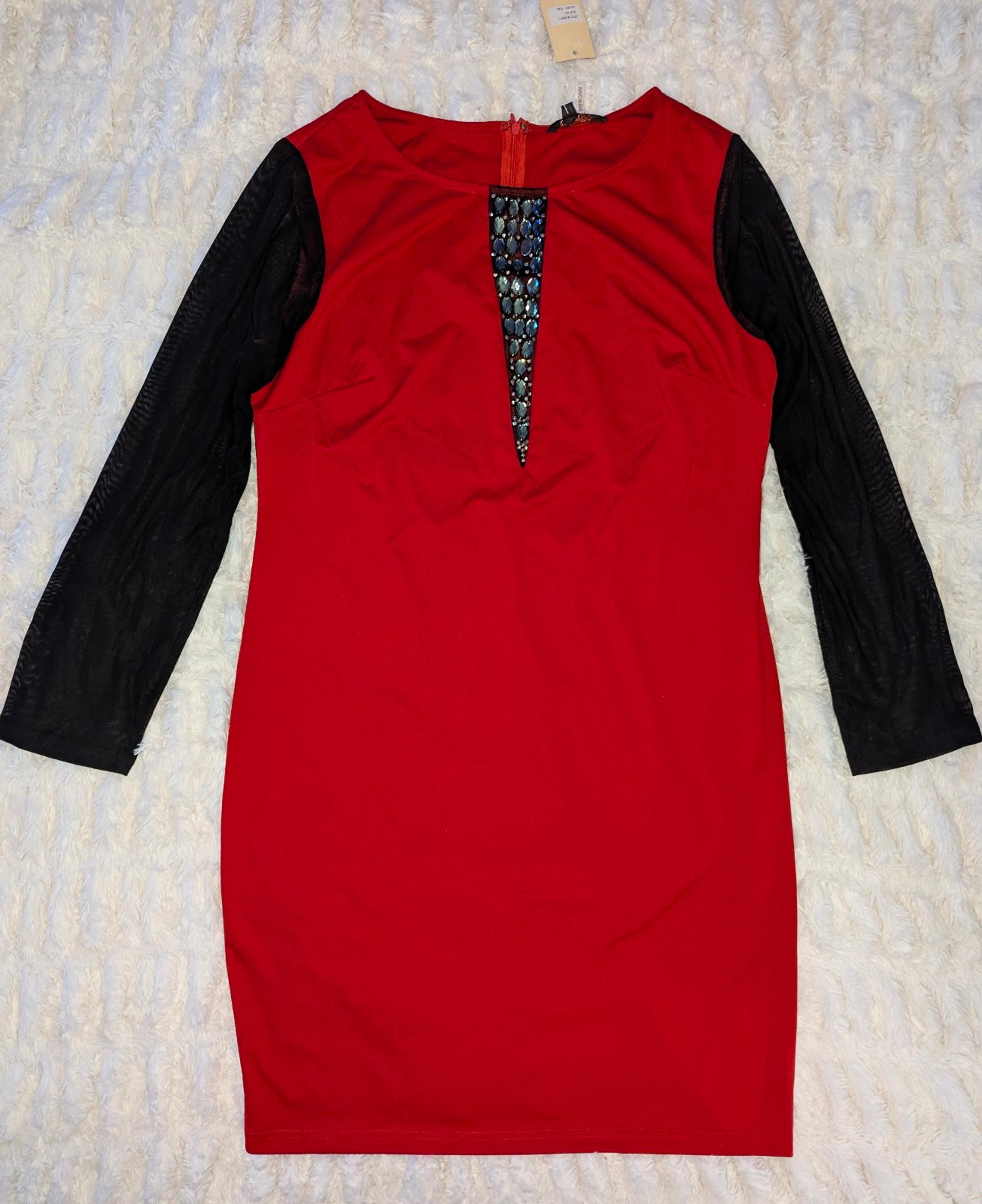 Katia Red & Black Glam Bodycon Dress – 3XL (NWT)