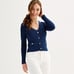 Draper James RSVP Womens Size XXL Blue Ribbed Button Front Long Sleeve Cardigan