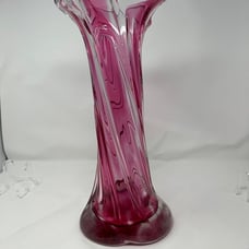 Vintage Vase - Pink Vase - Pink Tall Vase - Pink Heavy Amethyst Crystal Vase - M
