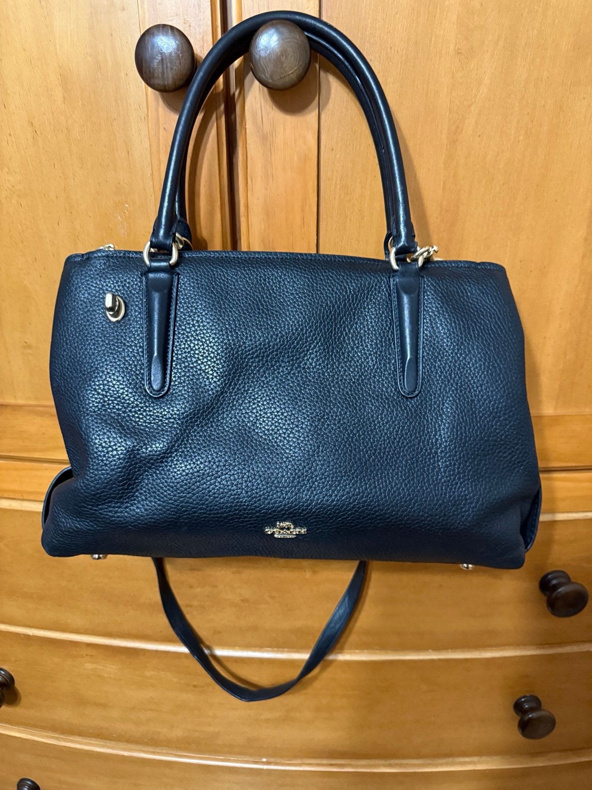 Black leather coach bag