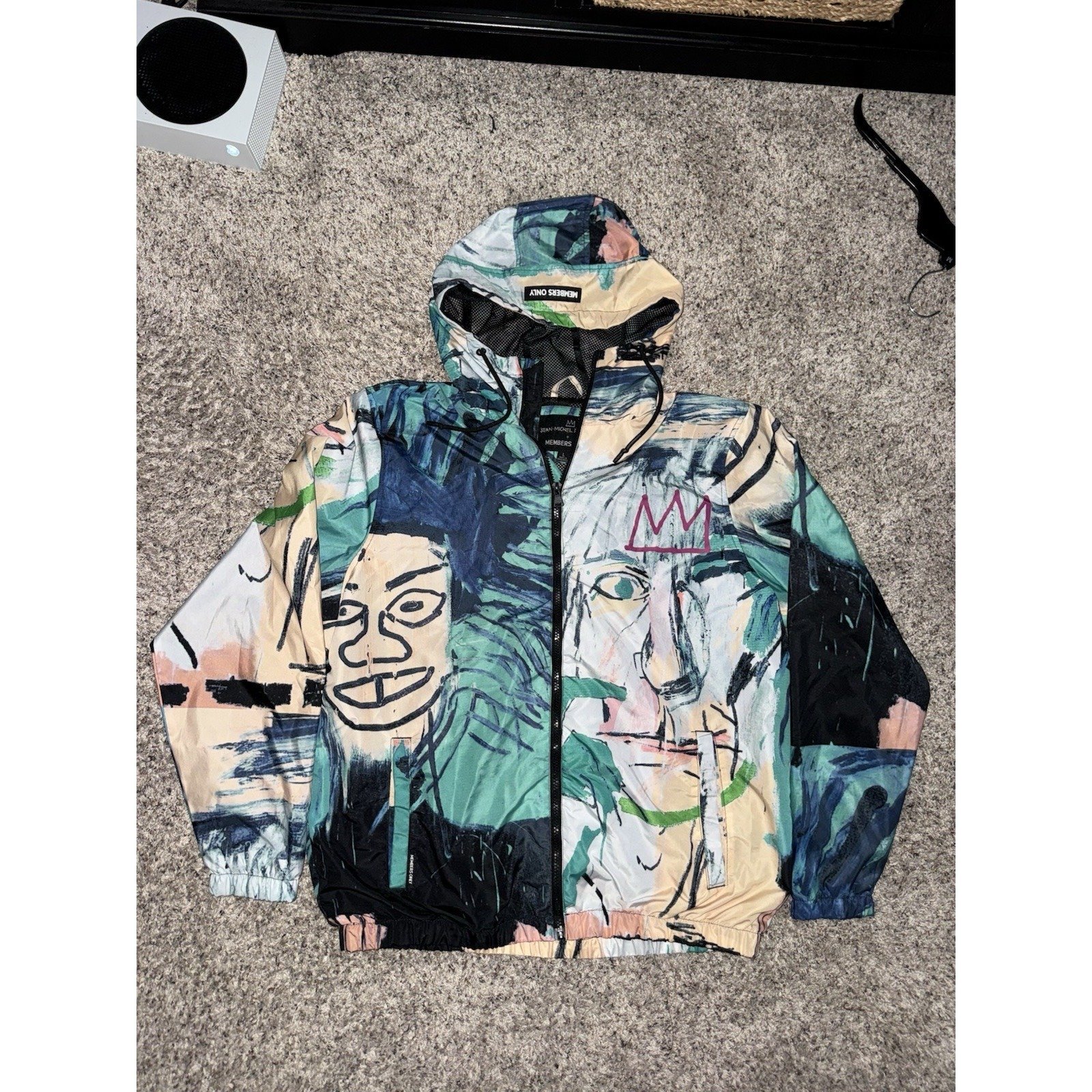 Members Only x Jean-Michel Basquiat Windbreaker Jacket Multicolor Men's L