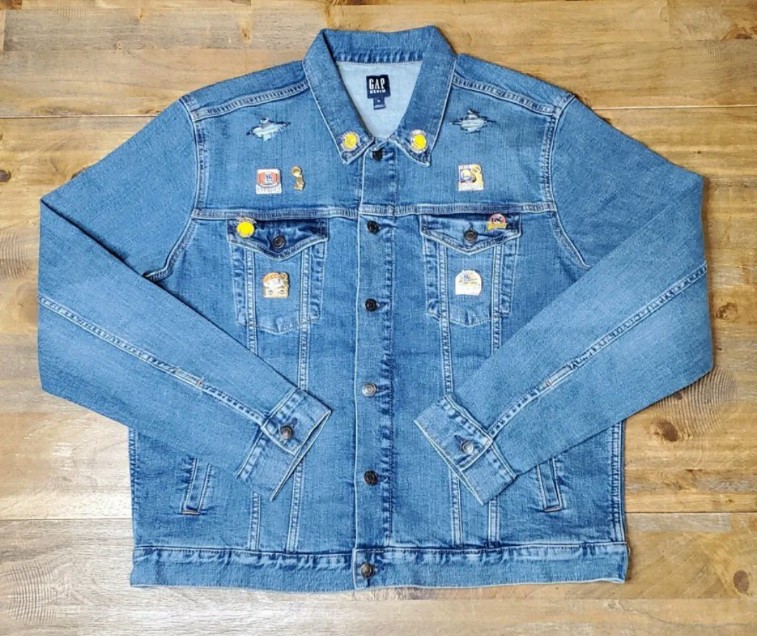 GAP Custom Golden State Warriors NBA Champs Distressed Denimn Jacket Size XL