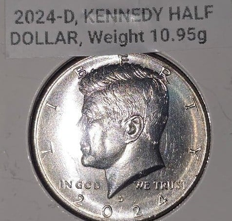 Beautiful 2024-D, Kennedy Half Dollar, Weight is only 10.95grams, Error!