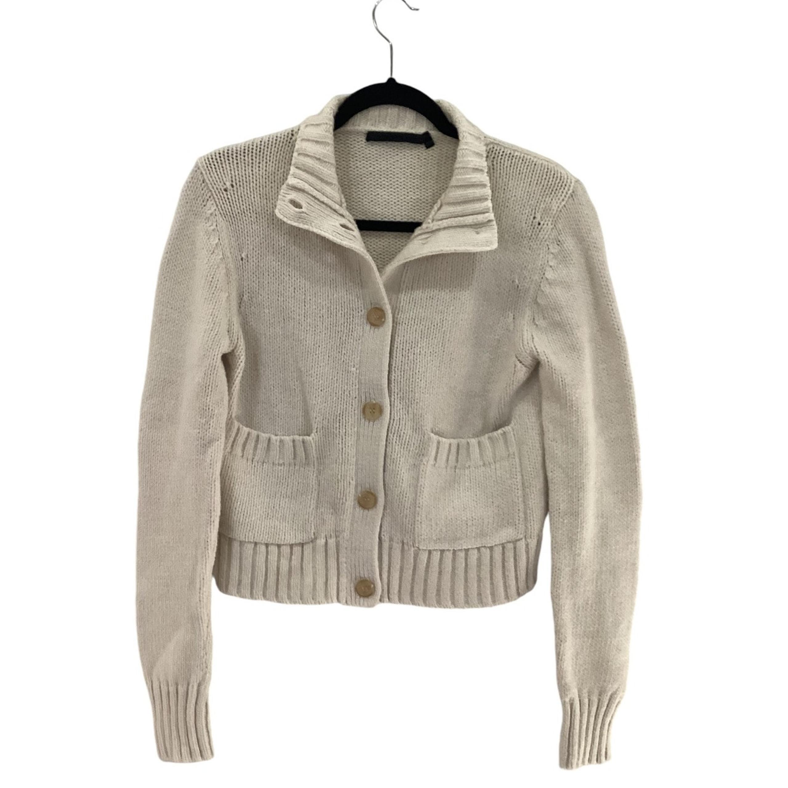 Jenni Kayne Chase Mockneck Cardigan In Bone Size XS Buttons Pockets