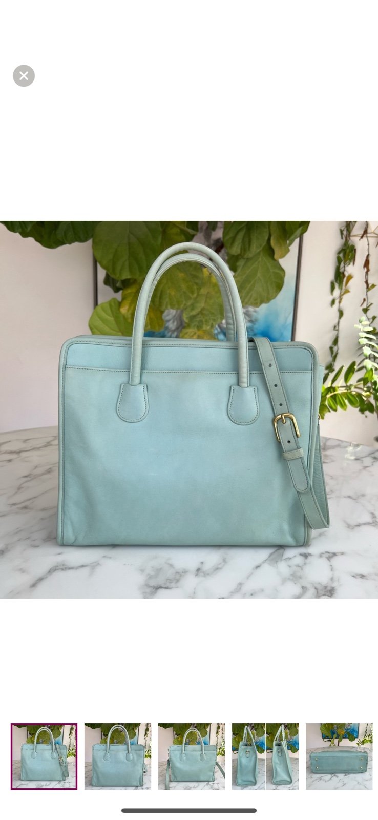 COACH Vintage Medium Top Handle Tote 7302 Top Handle Crossbody Shoulder Bag Aqua