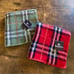 Brand New★BURBERRY★2-Piece Towel Handkerchiefs, Nova Check, Red, Khaki