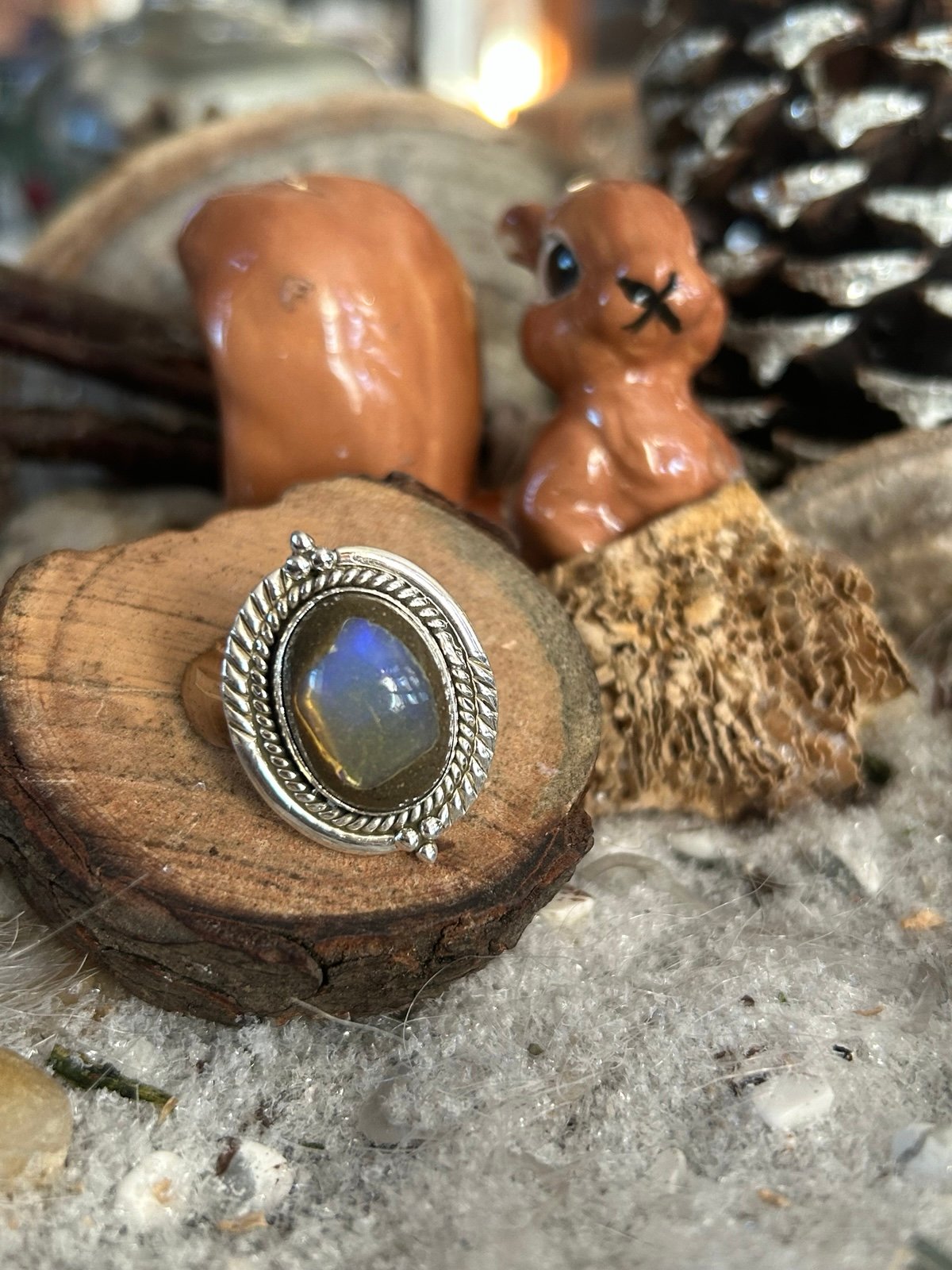 925 Sterling Beautiful Boulder Opal size 6 3/4-7 ring