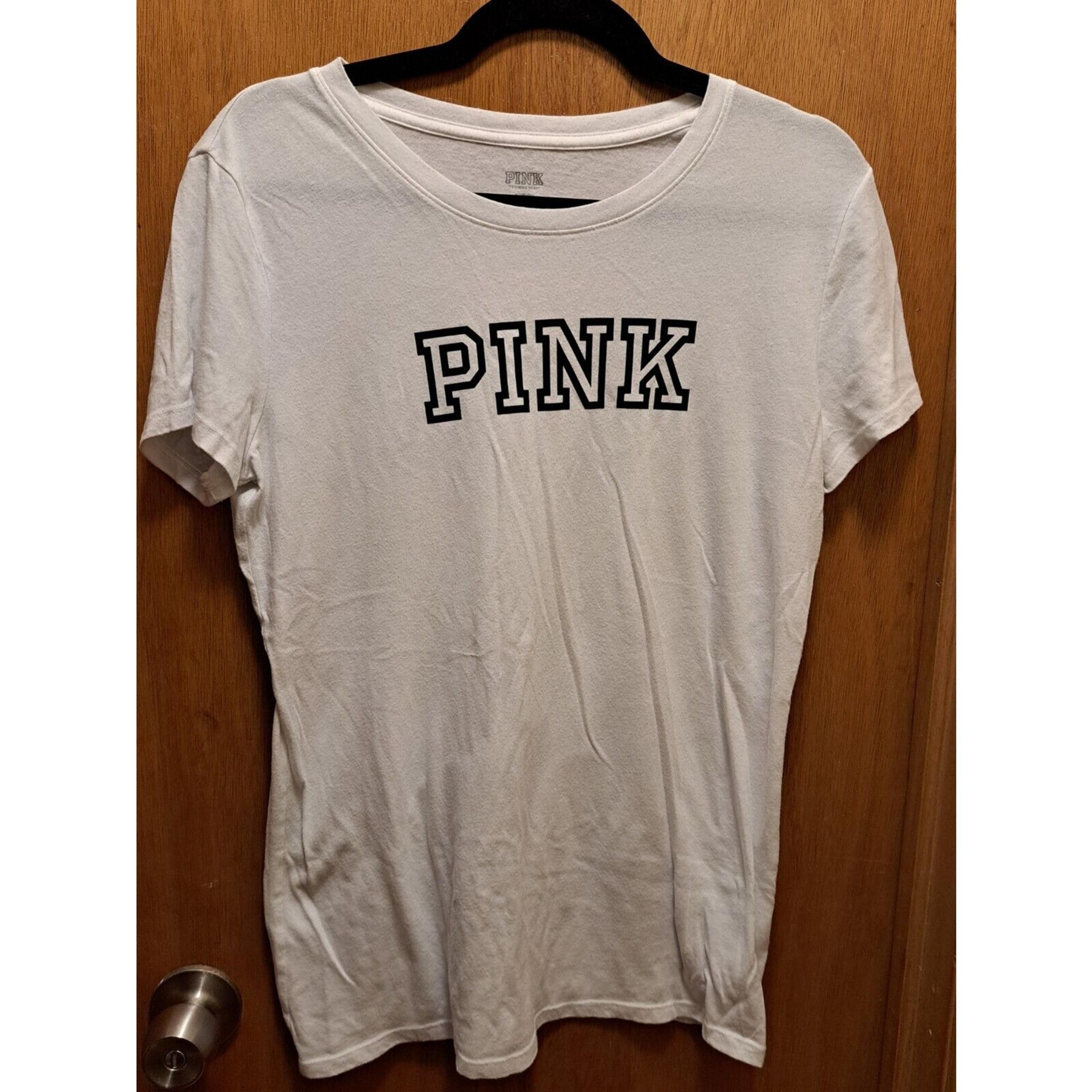 PINK Logo White Tee-Shirt Size Medium Women's