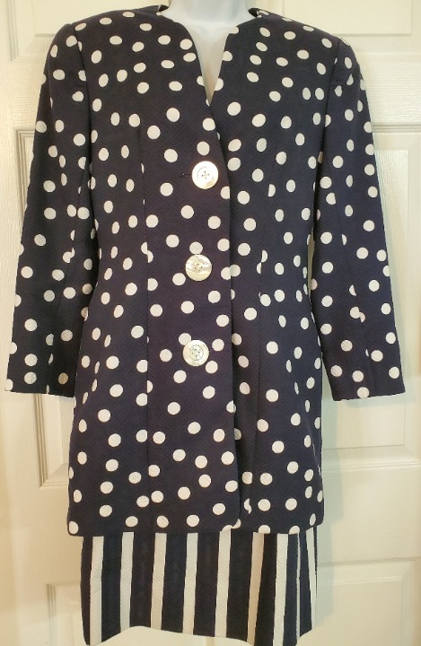 Vintage Albert Nipon Blue/White Suit Siz