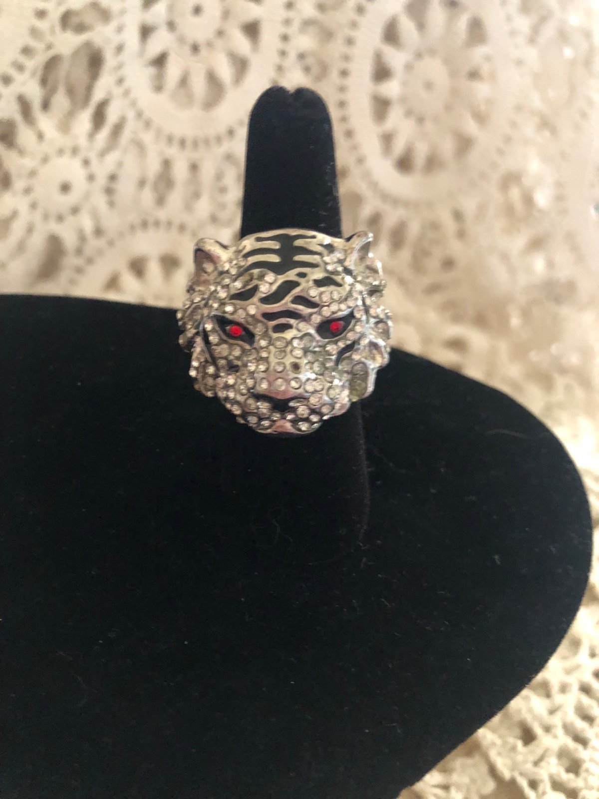Vintage Silver Tiger Head Ring