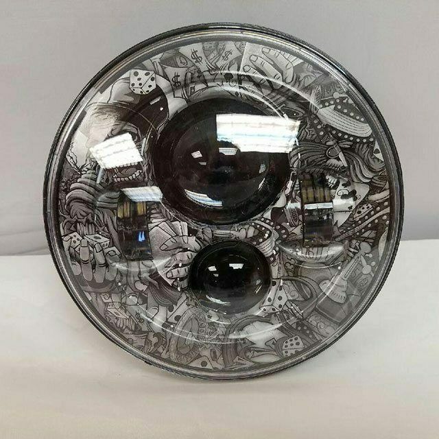 7″ REPLACEMENT DICEY GAMBLE DESIGN PROJECTOR HID LED LIGHT HEADLIGHT FOR HARLEY