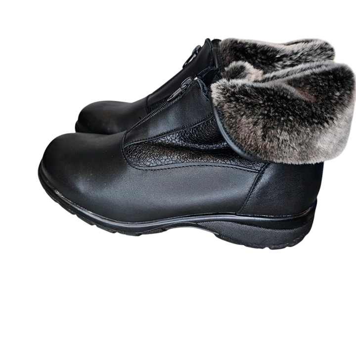Toe Warmers Canada Womens Black Boots Waterproof Faux Fur Lined Foldover Sz 9
