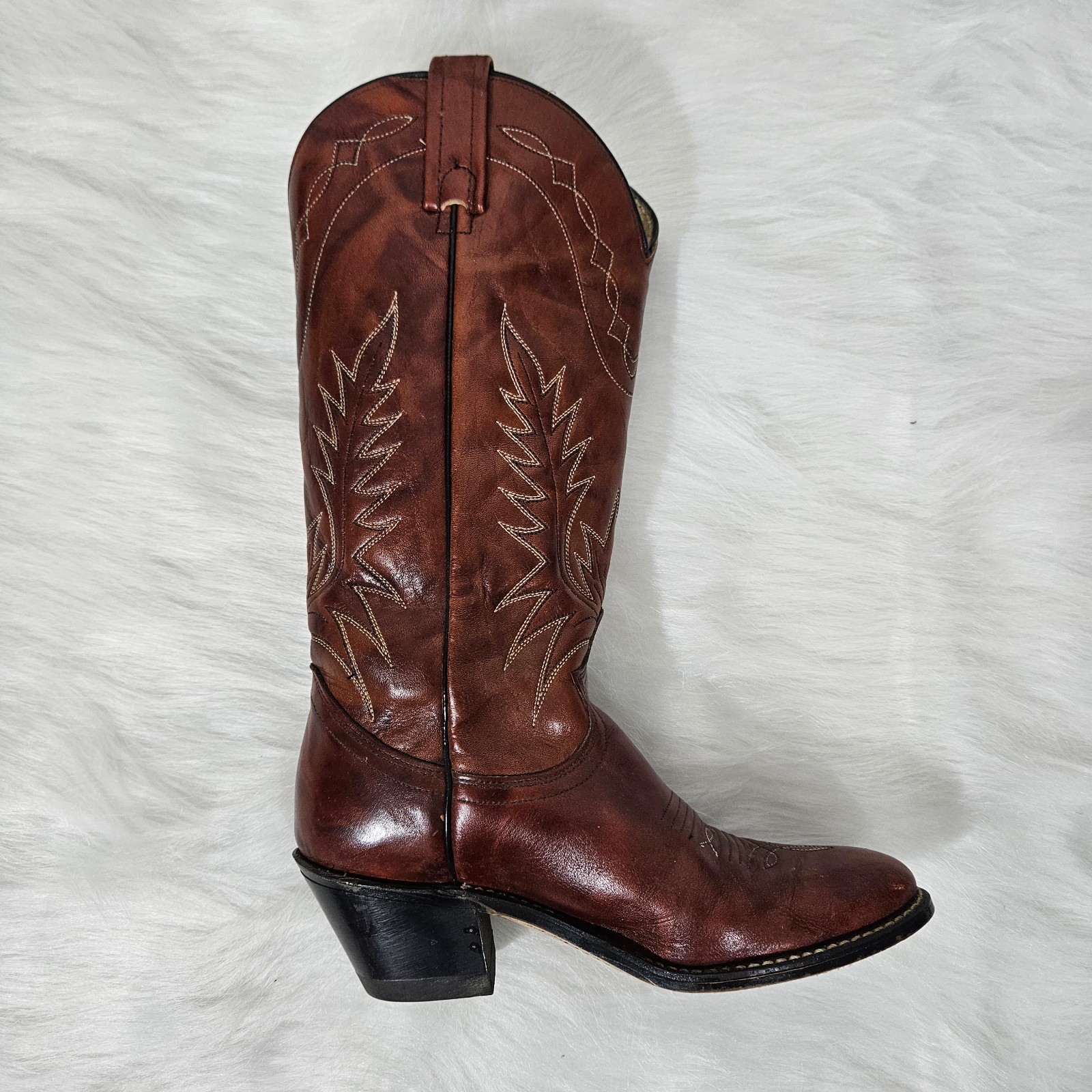 VTG ACME LEATHER RED WESTERN BOOTS SZ 6