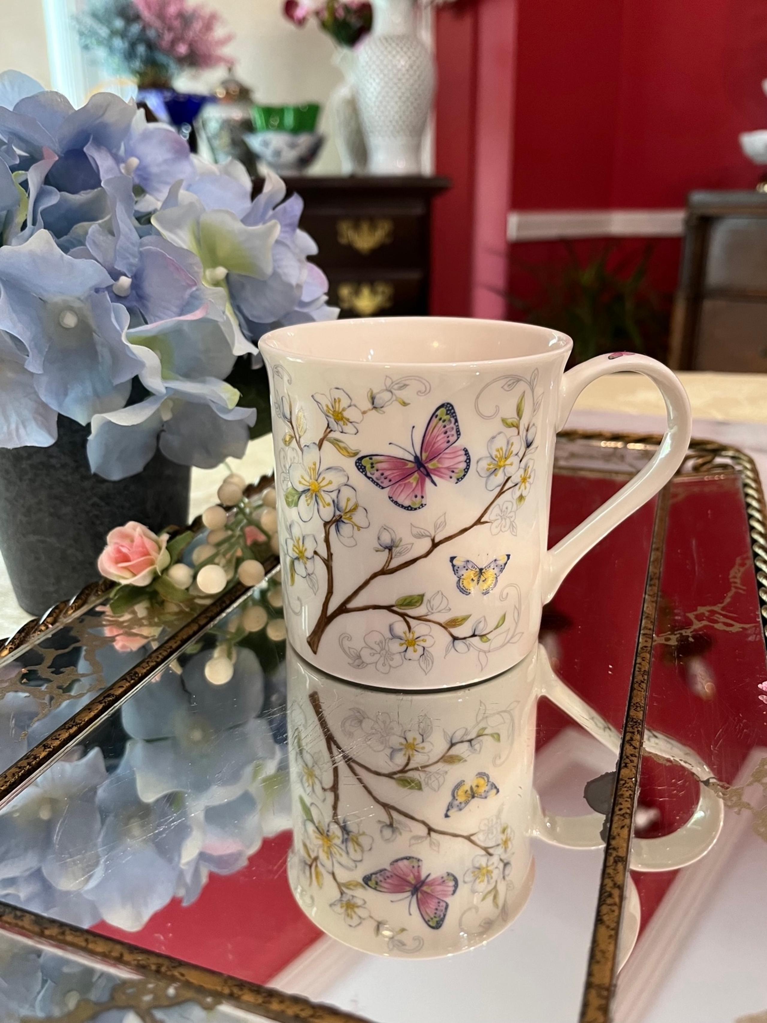 Burton & Burton Dogwood Tree with Butterflies Porcelain Coffee/Tea Mug