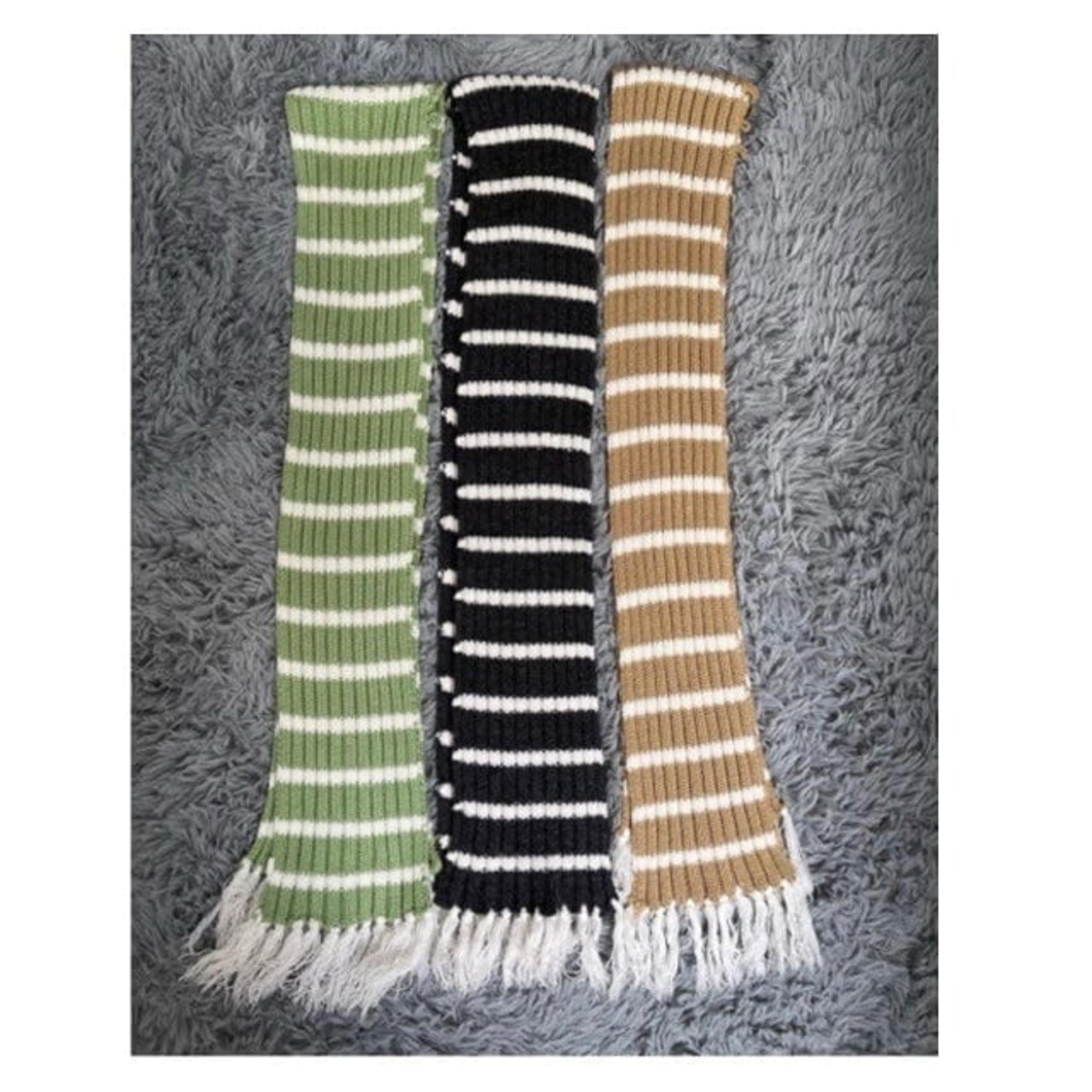 Women winter scarf bundle colors stripe black,stripe green,stripe brown