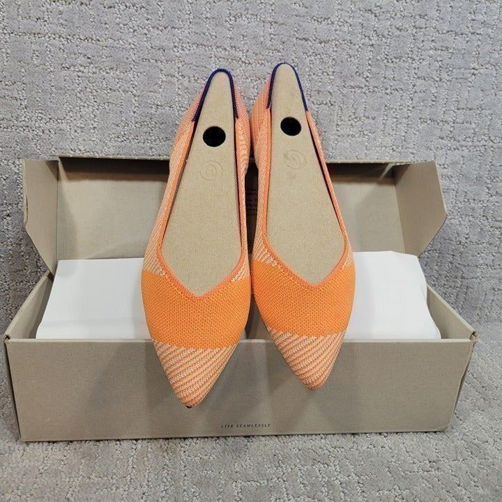Rothy's The Point Womens Size 8.5 Sherbet Flat Ballet Slip On Pointed Toe Shoes