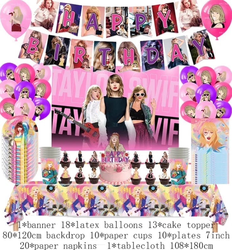 Taylor Swift 74pc Party Supplies + Photo Backdrop | New