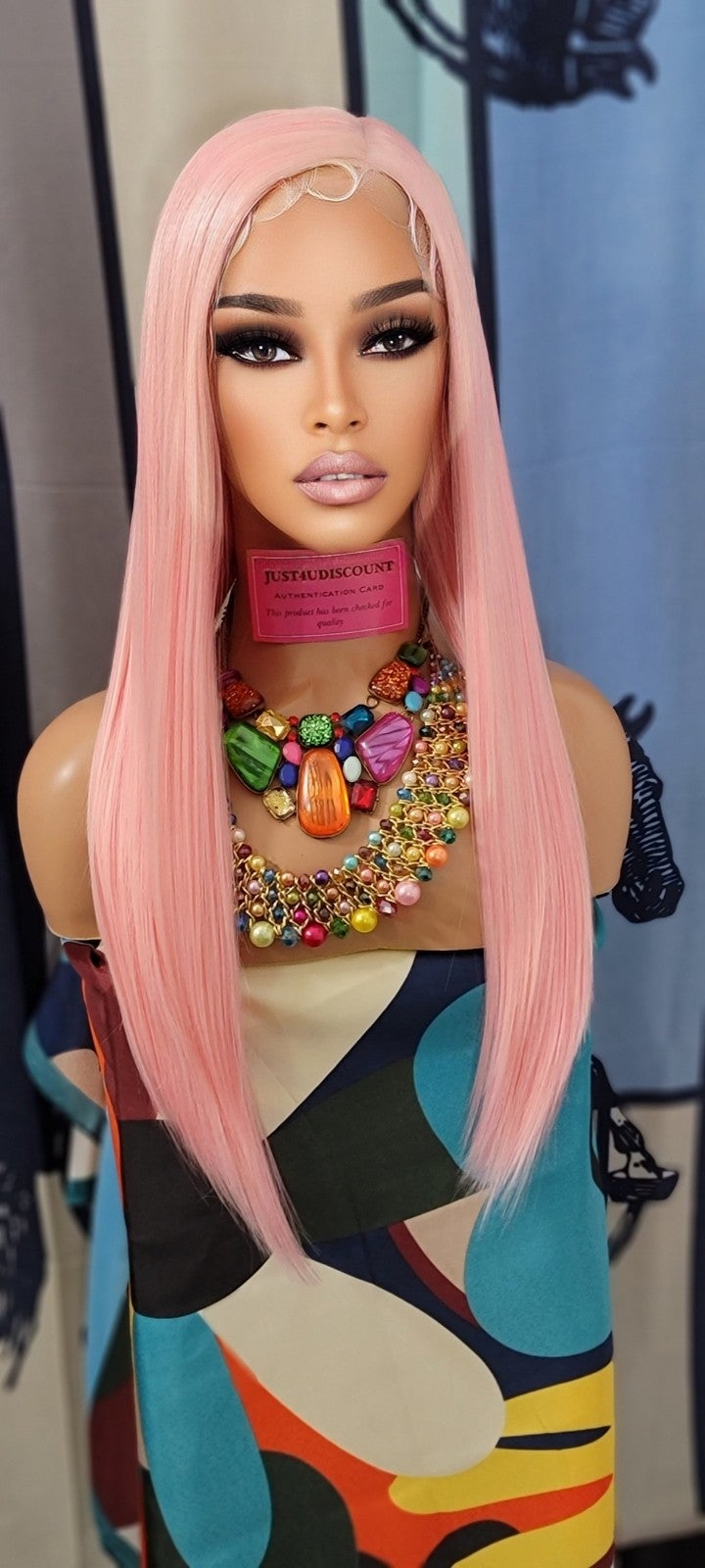 Wowfactor celebrity rose golden pink straight wig HD lace front