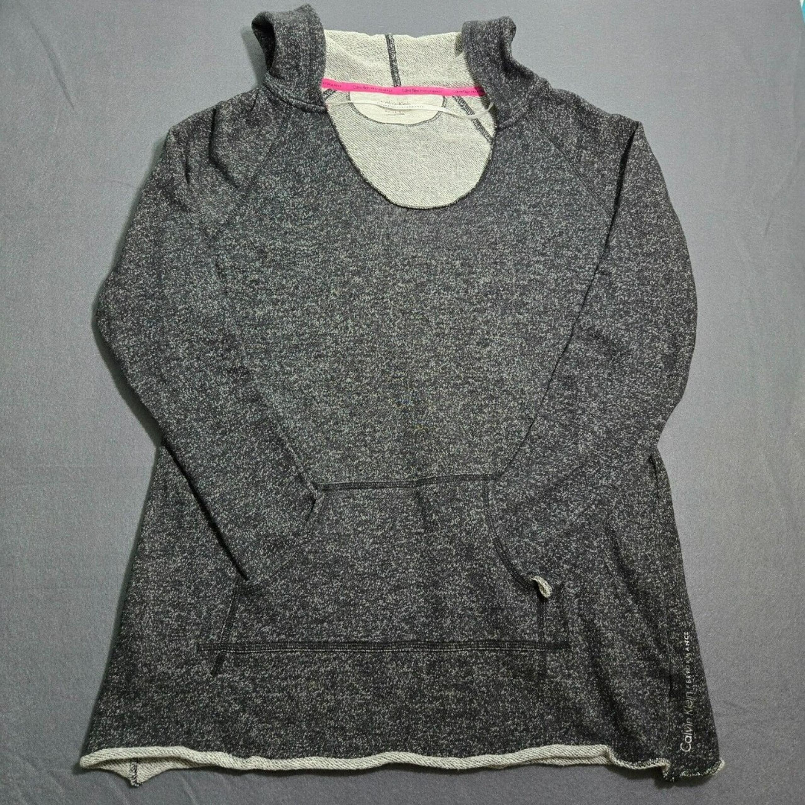 Calvin Klein Womens L Performance Quick Dry Black & White Knit Hoodie Sweater