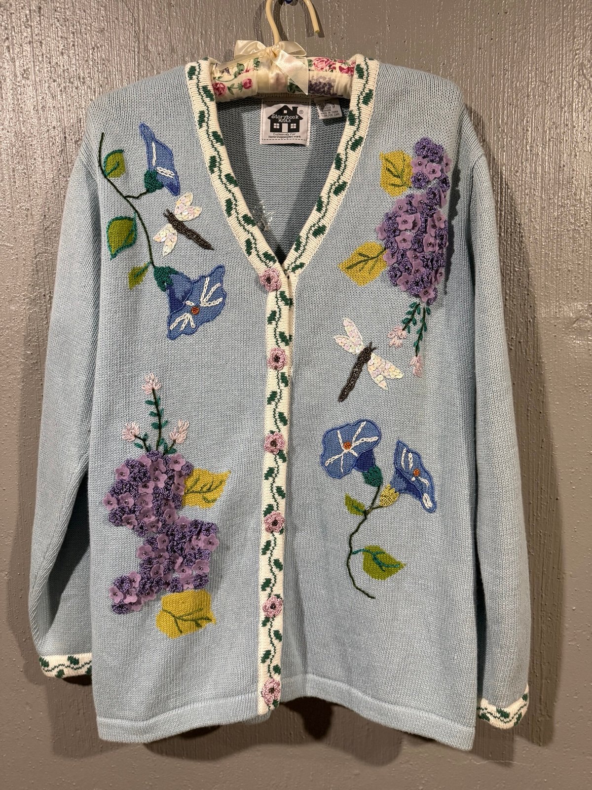 Vintage Storybook Knits Embroidered and Beaded Cardigan