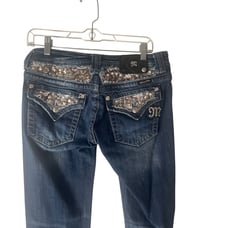 Miss Me Y2k Size 29 Sequin Low Rise Flap Pocket Dark Wash Bootcut Jeans