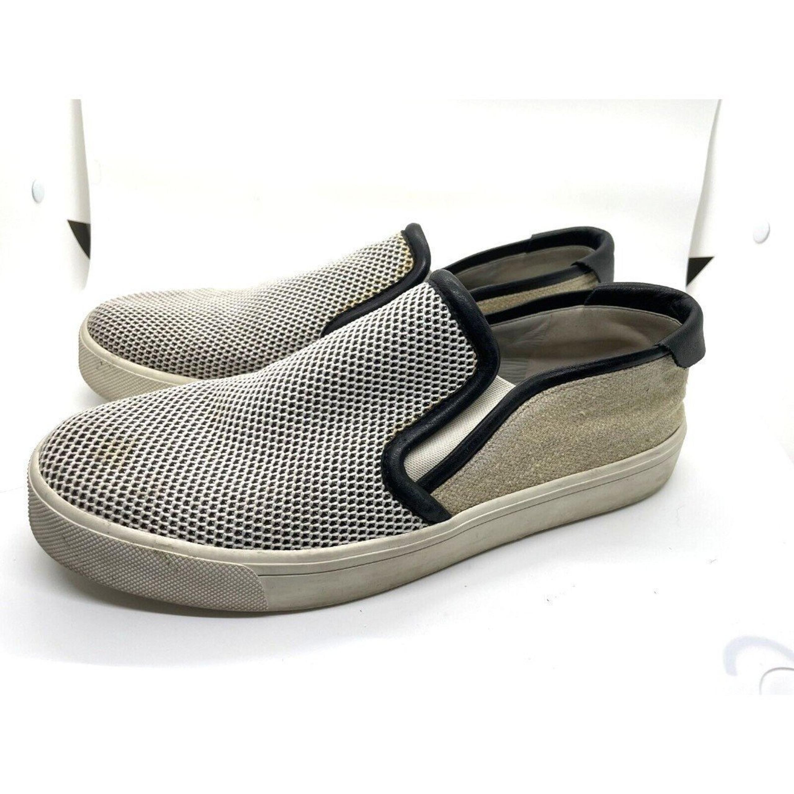 VINCE Men’s BRAM LEATHER MESH BLACK /Natural Slip On SNEAKERS 9