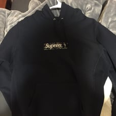 Navy blue box logo hoodie