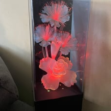 Vintage Fiber Optic Color Changing Purple Flowers Lamp.