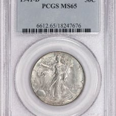 1941-D Walking Liberty Half Dollar- PCGS MS65 - Early Blue Holder