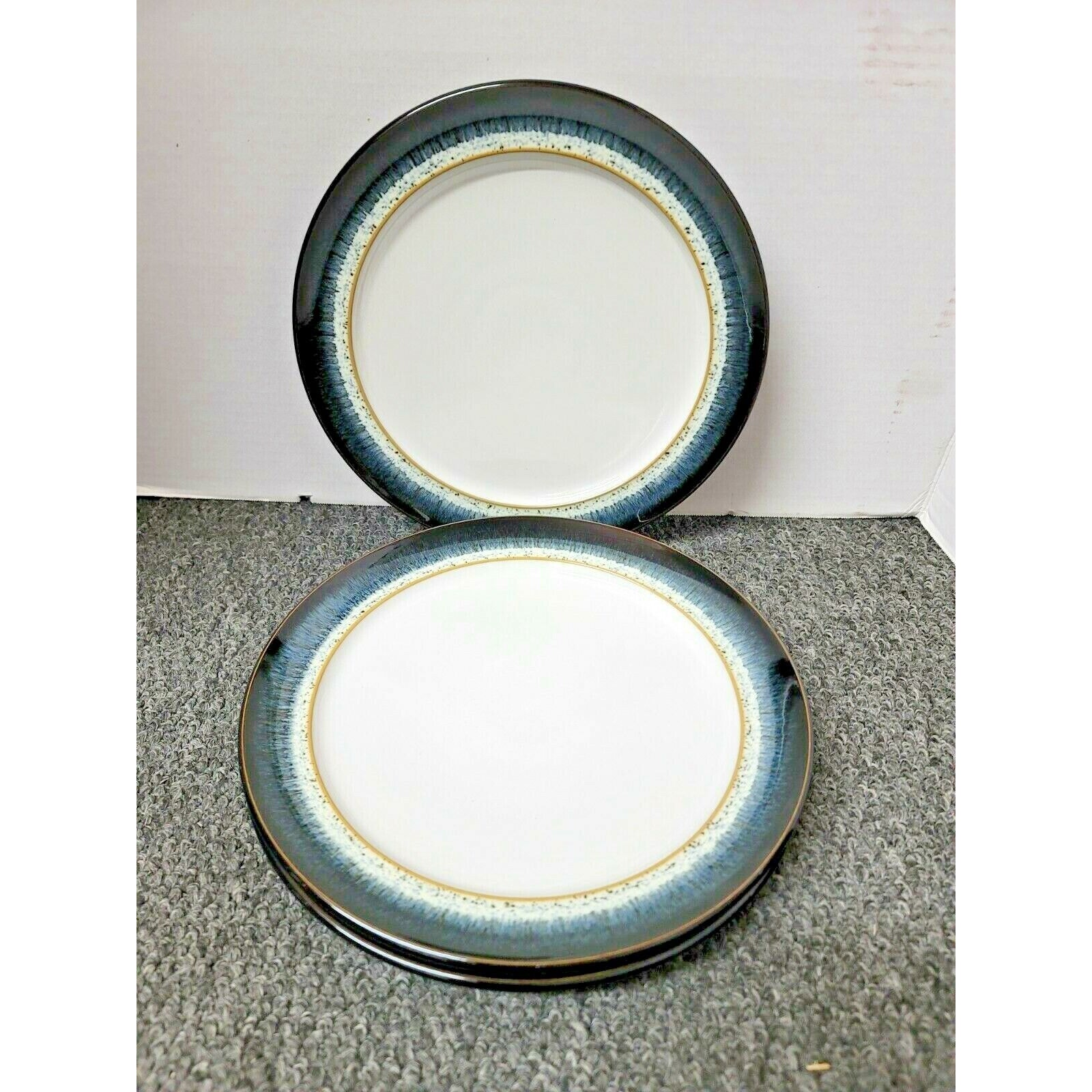 Denby-Langley Halo Blue Salad Dessert Luncheon Plate 9.5 EUC Set of 3