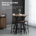 5-Piece Bar Table and Chairs Set, Space Saving Dining Table with 4 Stools