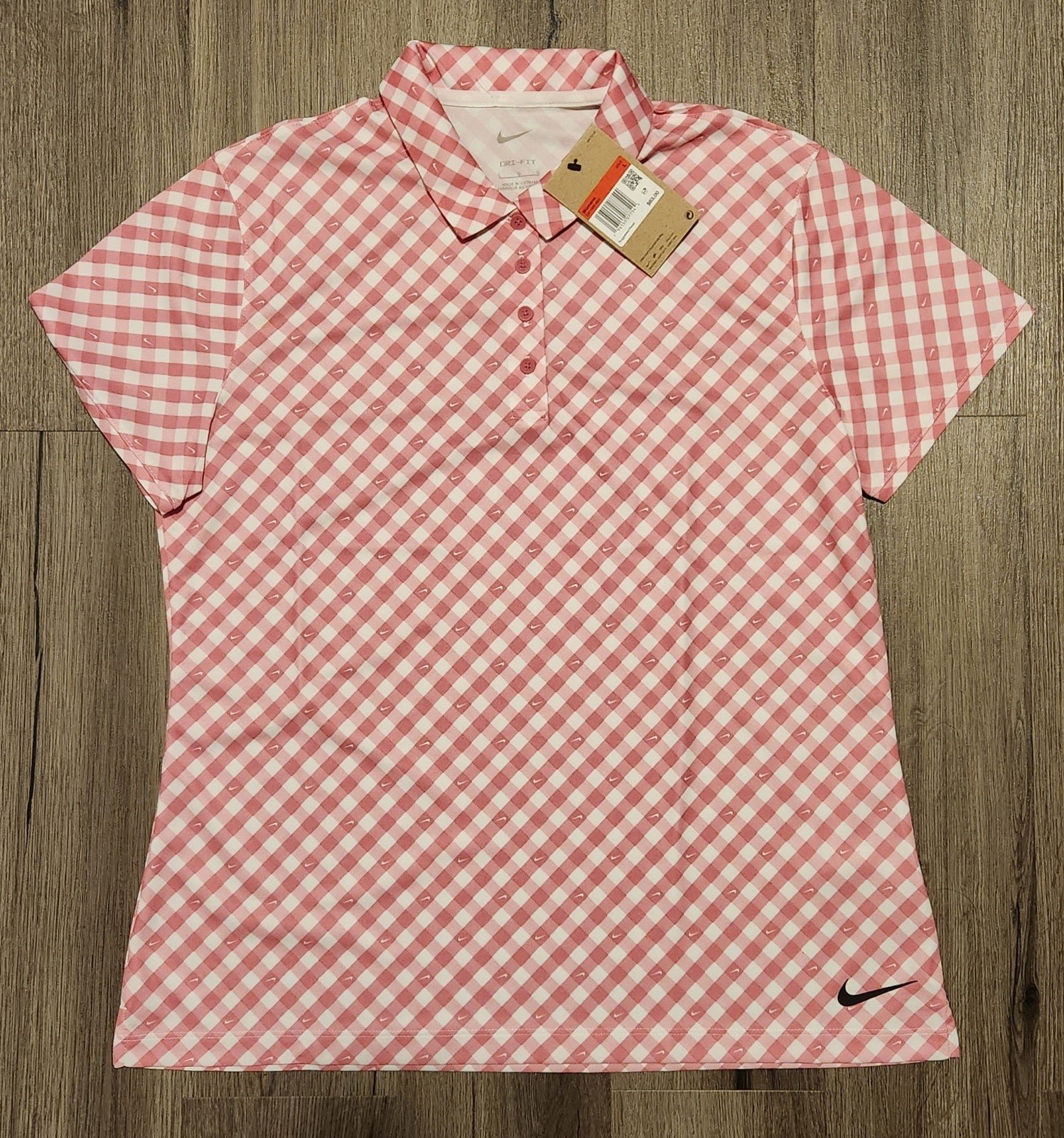 Nike Dri-FIT Victory Short Sleeve Printed Golf Polo Women Size L DX1495-665 Pink
