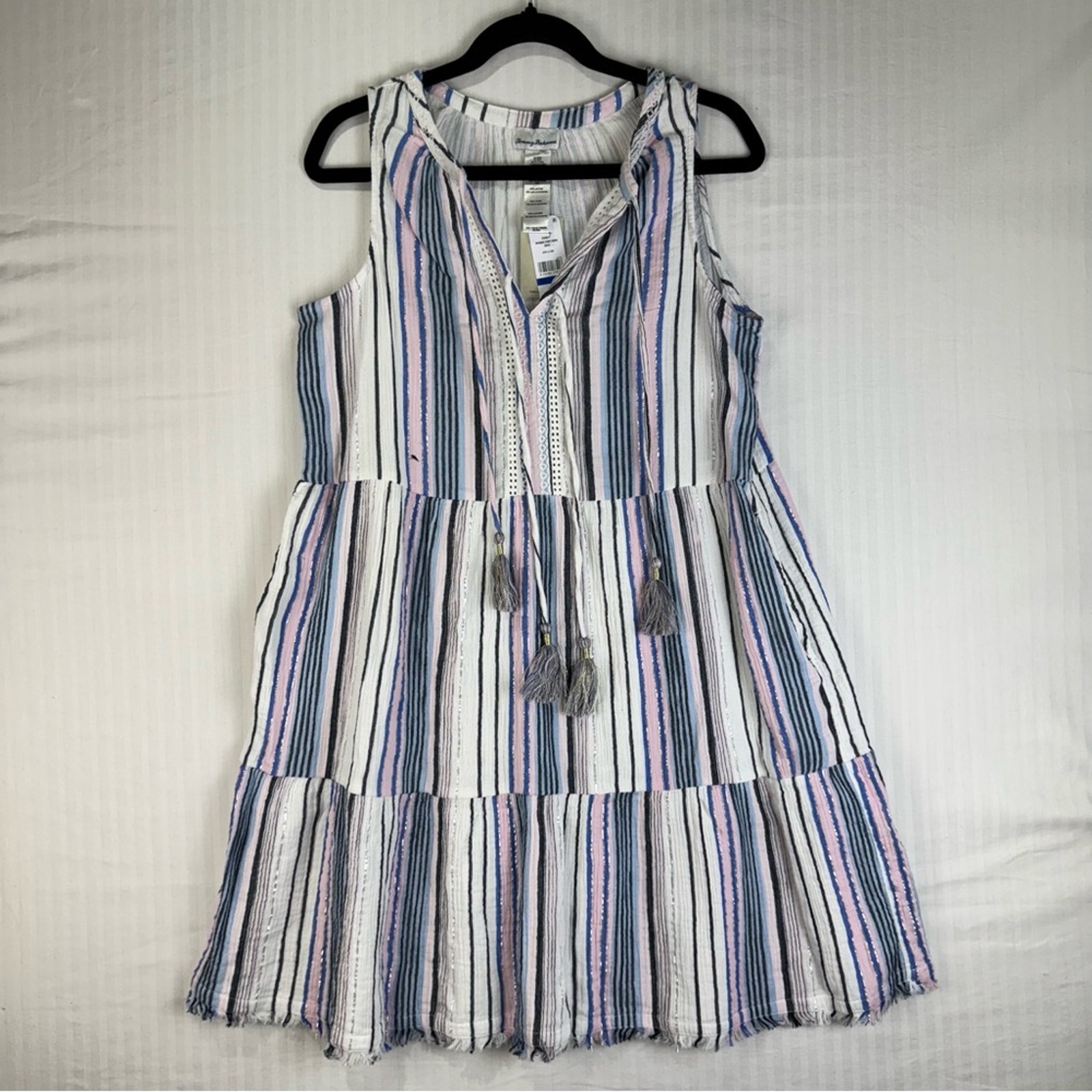 Tommy Bahama Mykonos Striped Tiered Sleeveless Mini Dress Women’s Size X-Large