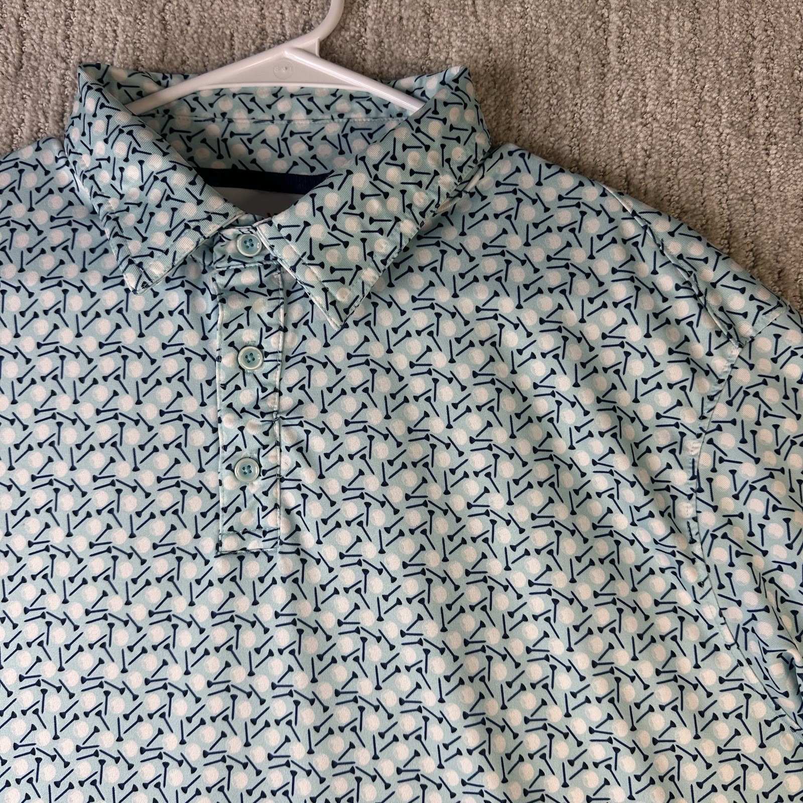 Johnston Murphy XC4 Golf Polo Shirt Mens XL Blue Performance Geometric