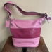 COACH Rugby Stripe Pink Leather Bleeker Duffle Crossbody Shoulder Bag F13357
