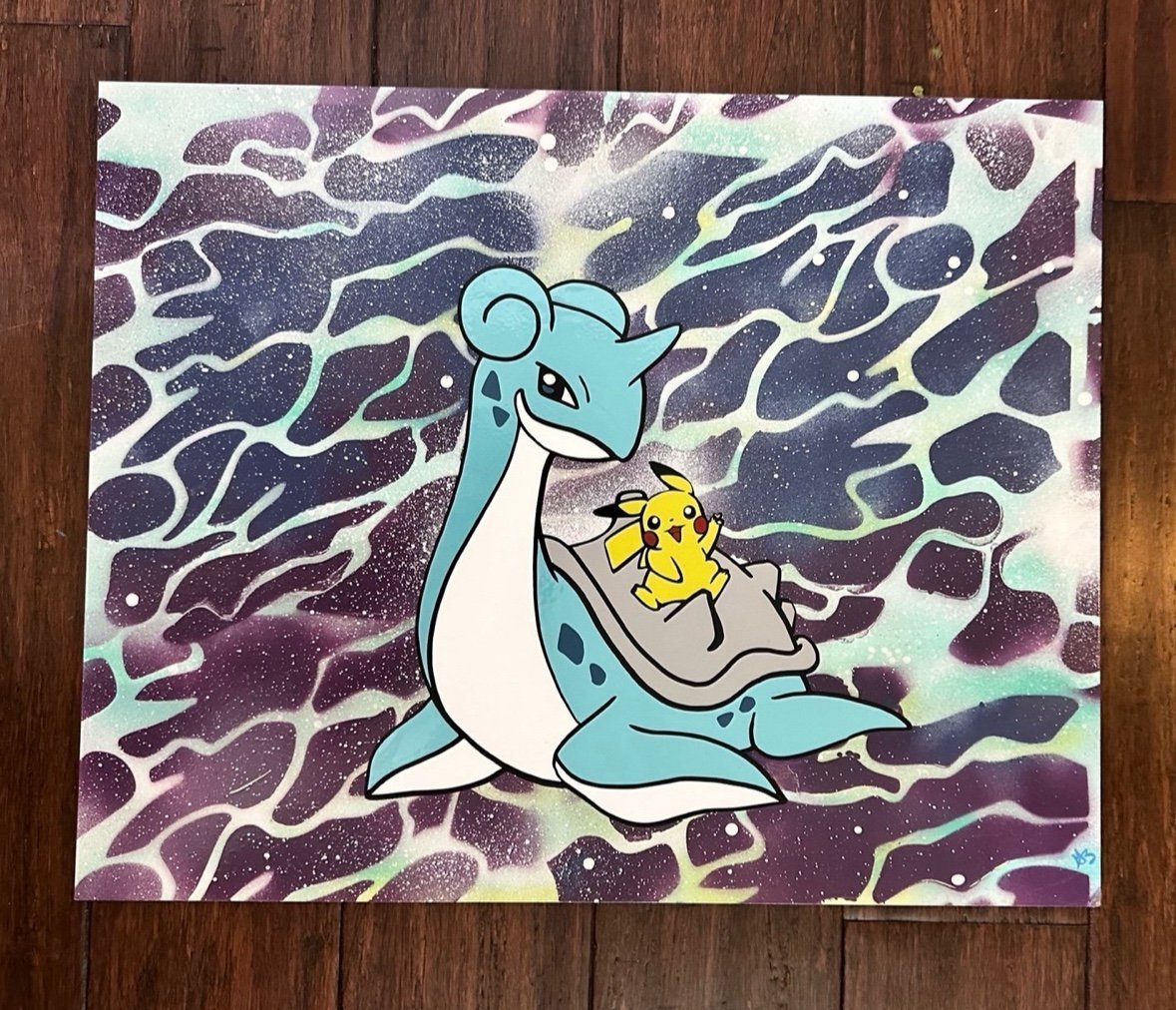 Lapras & Pikachu Pokemon inspired Painting - Fanart