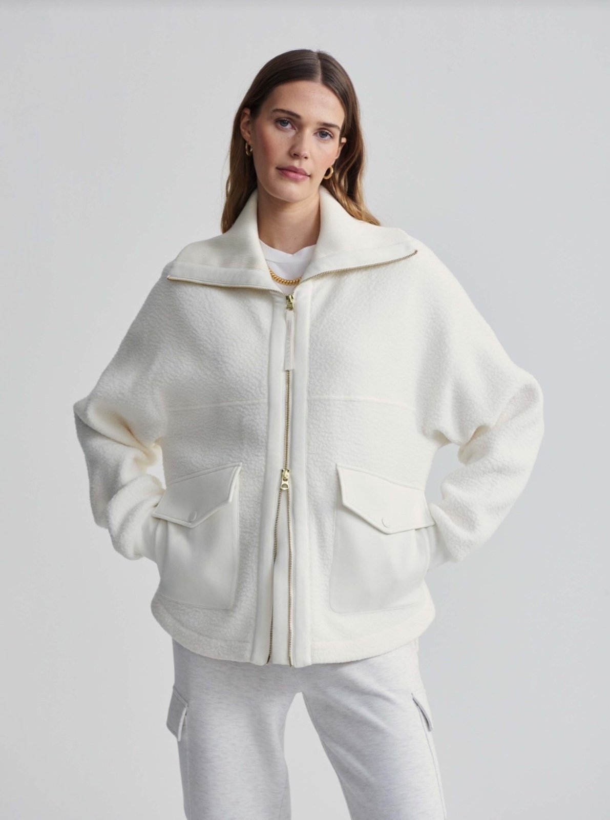 NEW VARLEY - Eleanor Patch Pocket Fleece, S