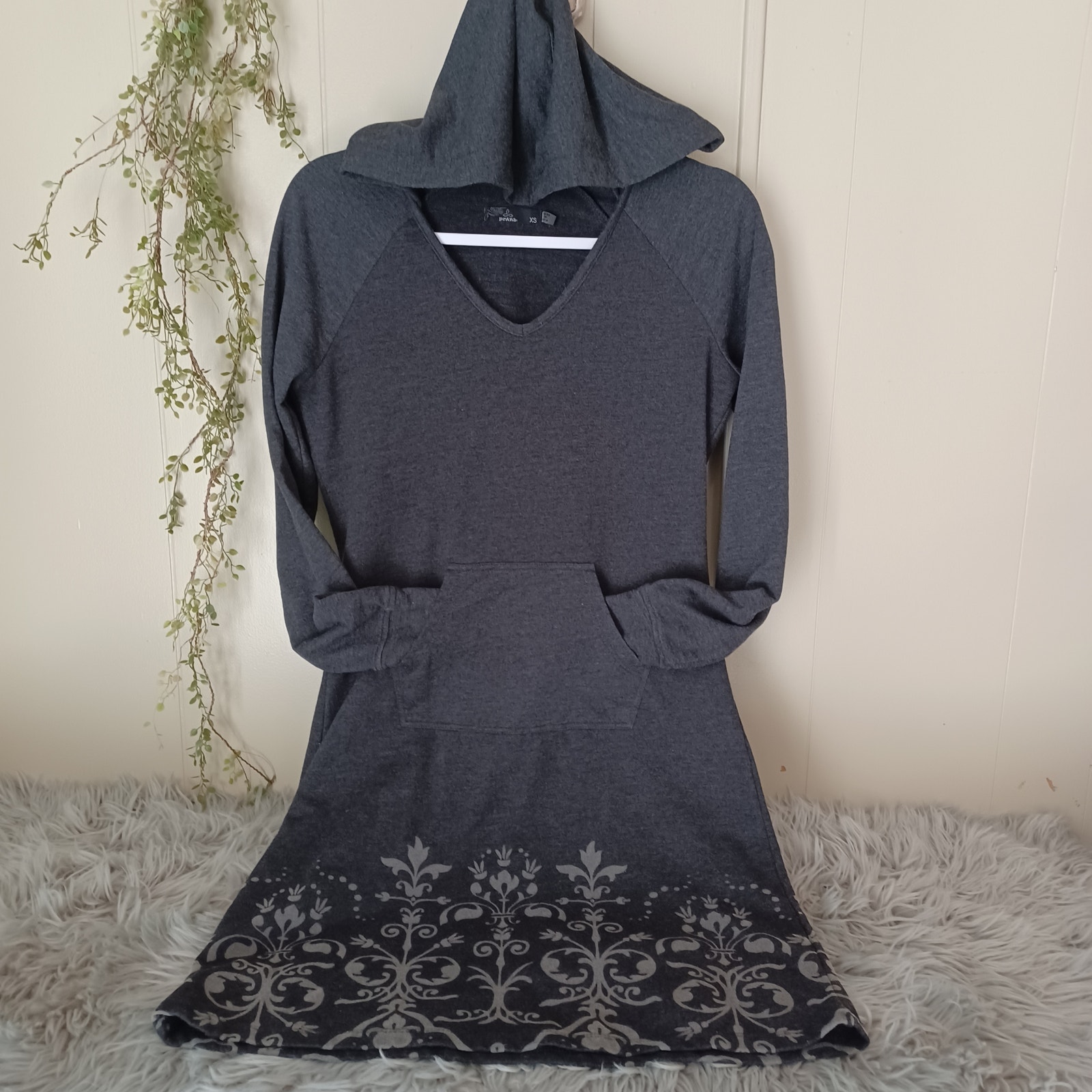 PrAna Mandie Hooded Dress Gray Size XS Cotton Polyester