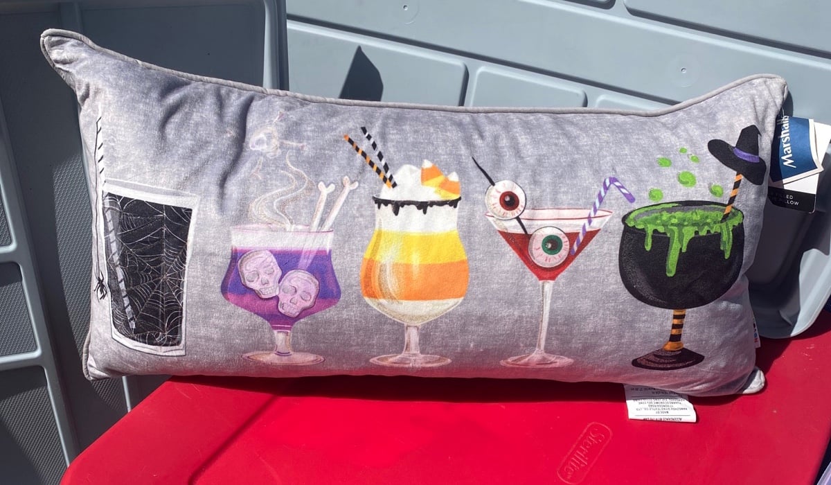 Novogratz Halloween Cocktail Pillow Mixed Drinks Potions Feather Pillow Gray NWT