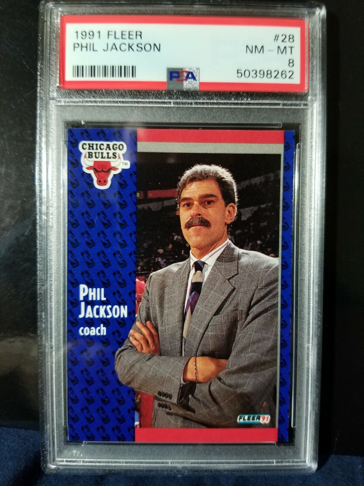 1991 Fleer #28 Phil Jackson! PSA 8 MINT rookie coaching card bulls goat