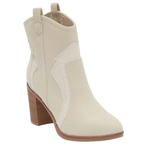 MIA Simmone Cowboy Bootie Women's SZ 8.5 Ivory Vegan Leather NEW